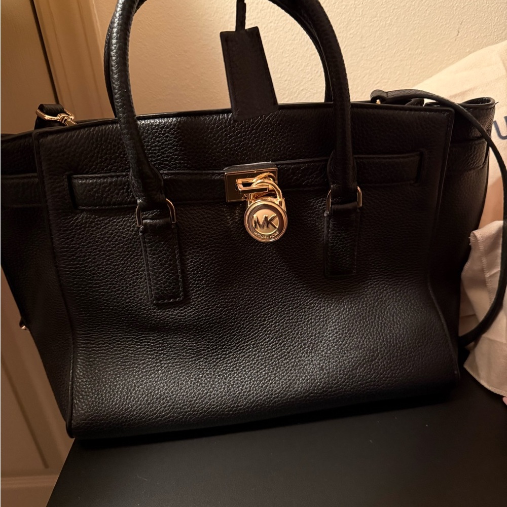 Michael Kors Black Leather Tote Bag